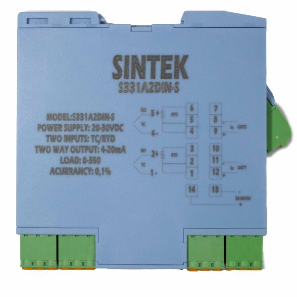 Convertidor (RTD), Pt100. Termopares (TC), tipos J, K, T, E, a 4-20mA Montaje riel DIN